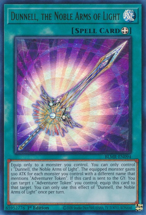 An Ultra Rare "Dunnell, the Noble Arms of Light" card from the Yugioh Set: Battles of Legend: Monstrous Revenge (BLMR).