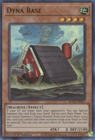 An Ultra Rare "Dyna Base" card from the Yugioh Set: Battles of Legend: Crystal Revenge.