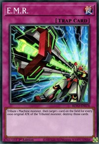  A Super Rare "E.M.R." card from the Yugioh Set: Blazing Vortex