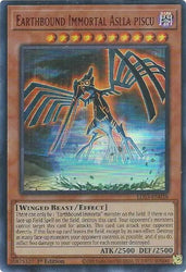 An Ultra Rare Red "Earthbound Immortal Aslla Piscu" card from the Yugioh Set: Legendary Duelists: Season 3 (LDS3).