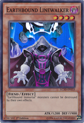 A Super Rare "Earthbound Linewalker" card from the Yugioh Set: Legendary Collection 5D's.