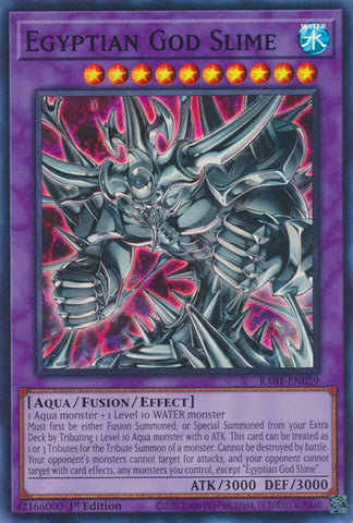 A Super Rare "Egyptian God Slime" card from the Yugioh Set: Rarity Collection 1 (RA01). 