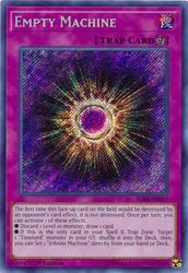 A Secret Rare "Empty Machine" card from the Yugioh Set: battles of Legend: Relentless Revenge (BLRR).
