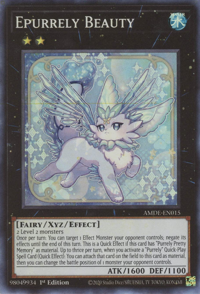 A Super Rare "Epurrely Beauty" card from the Yugioh Set: Amazing Defenders.