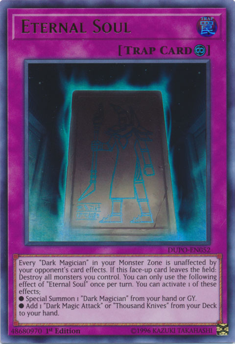 An Ultra Rare "Eternal Soul" card from the Yugioh Set: Duel Power.