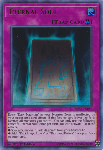 An Ultra Rare "Eternal Soul" card from the Yugioh Set: Duel Power.