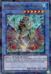 A Duel Terminal Super Rare "Evigishki Mind Augus" card from the Yugioh Set: Duel Terminal 5 (DT05).