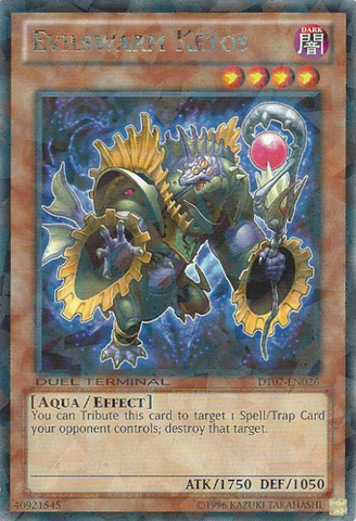A Rare Duel Terminal "Evilswarm Ketos" card from the Yugioh Set: Duel Terminal 7 (DT07).