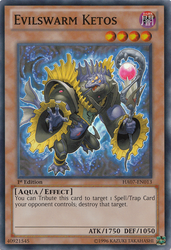 A Super Rare "Evilswarm Ketos" card from the Yugioh Set: Hidden Arsenal 7: Knight of Stars (HA07).