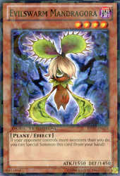 A Common Duel Terminal "Evilswarm Mandragora" card from the Yugioh Set: Duel Terminal 7 (DT07).