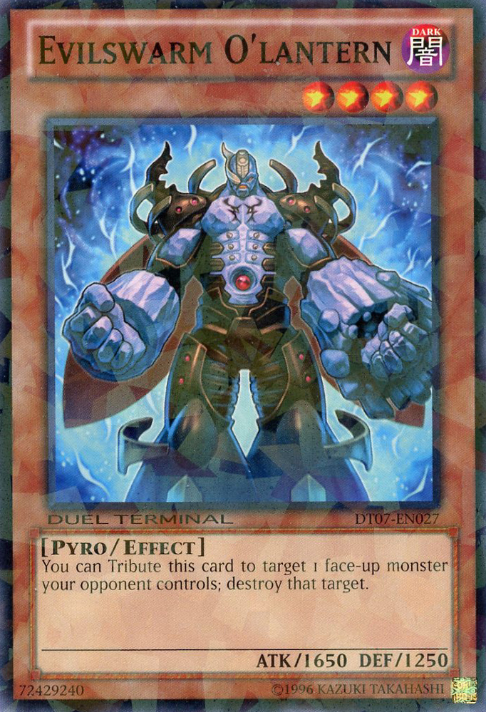 A Common Duel Terminal "Evilswarm O'Lantern" card from the Yugioh Set: Duel Terminal 7 (DT07).