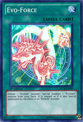 A Super Rare "Evo-Force" card from the Yugioh Set: Order of Chaos (ORCS).