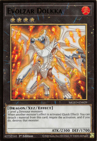  A Gold Rare "Evolzar Dolkka" card from the Yugioh Set: Maximum Gold: El Dorado.