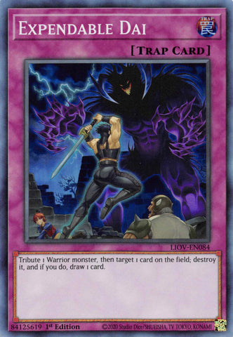 A Super Rare "Expendable Dai" card from the Yugioh Set: Lightning Overdrive.