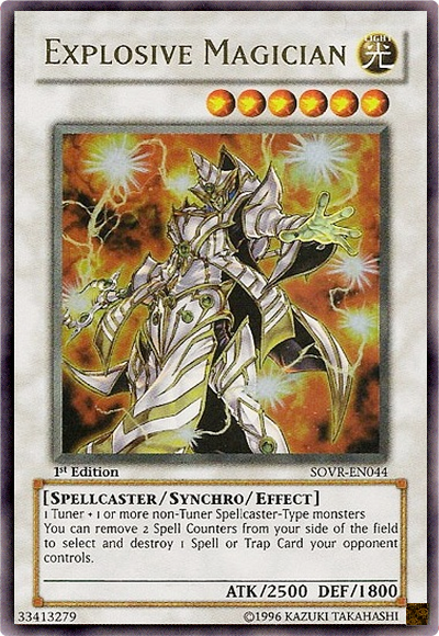 An Ultra Rare "Explosive Magician" card from the Yugioh Set: Stardust Overdrive.