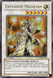 An Ultra Rare "Explosive Magician" card from the Yugioh Set: Stardust Overdrive.