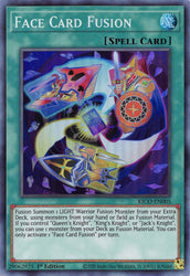 A Super Rare "Face Card Fusion" card from the Yugioh Set: King's Court. 