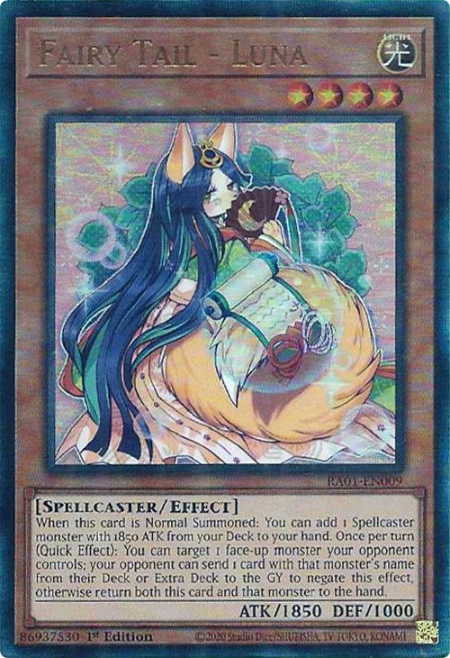 A Prismatic Ultimate Rare "Fairy Tail - Luna" card from the Yugioh Set: Rarity Collection 1 (RA01).