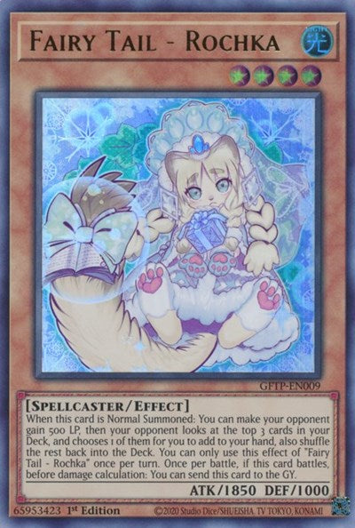 An Ultra Rare "Fairy Tail - Rochka" card from the Yugioh Set: Ghosts From the Past (GFTP).