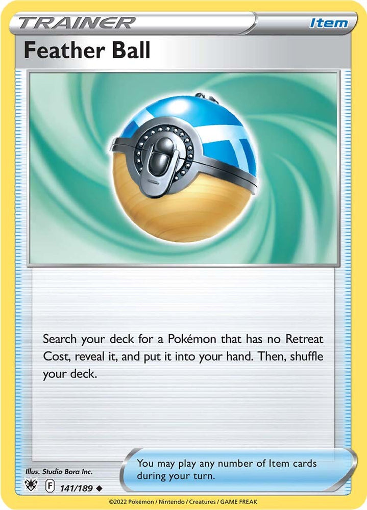 An Uncommon "Feather Ball" card from the Pokemon Set: Astral Radiance.