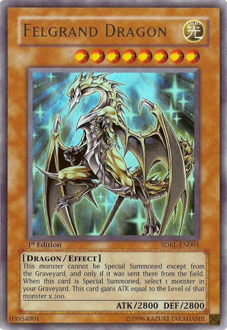 An Ultra Rare "Felgrand Dragon" card from the Yugioh Structure Deck: Rise of the Dragon Lords.