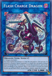 A Secret Rare "Flash Charge Dragon" card from the Yugioh Set: Battles of Legend: Relentless Revenge.