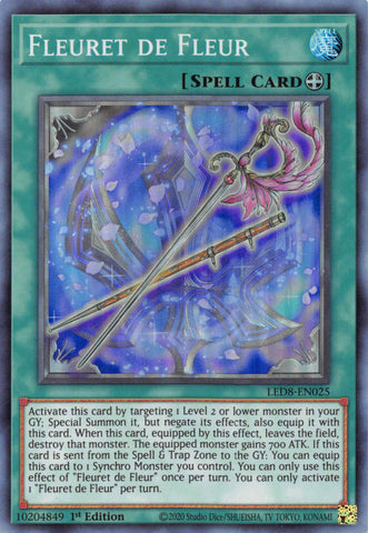  A Super Rare "Fleuret De Fleur" card from the Yugioh Set: Legendary Duelists: Synchro Storm (LED8).