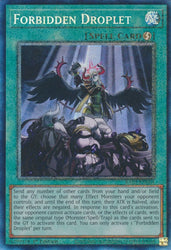 A Prismatic Collector's Rare "Forbidden Droplet" card from the Yugioh Set: Rarity Collection 1 (RA01).