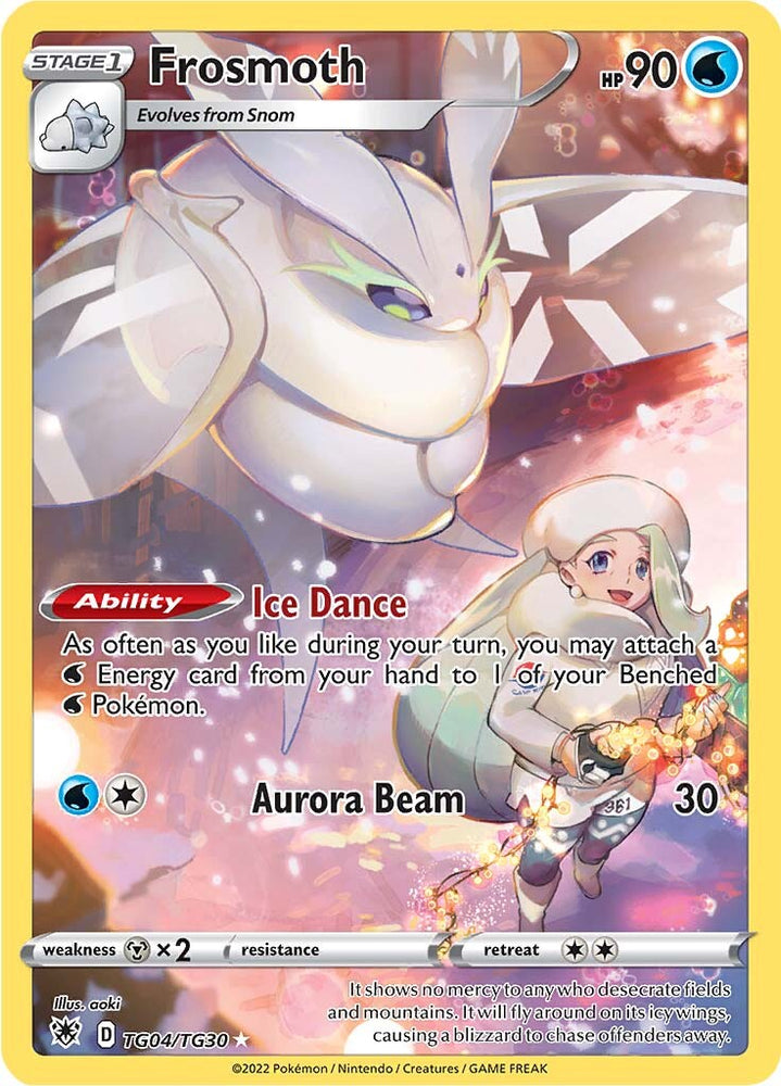 A Secret Rare "Frosmoth" (TG04/TG30) card from the Pokemon Set: Astral Radiance.