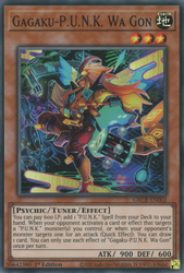  A Super Rare "Gagaku-P.U.N.K. Wa Gon" card from the Yugioh Set: The Grand Creators.