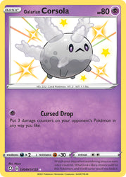 An Ultra Rare "Galarian Corsola" (SV049/SV122) card from the Pokemon Set: Sword & Shield: Shining Fates.