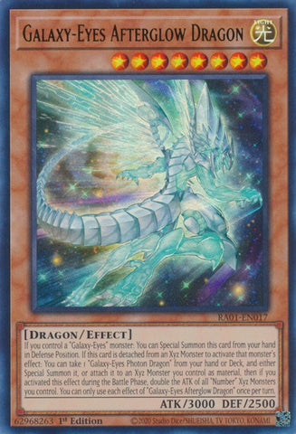 An Ultra Rare "Galaxy-Eyes Afterglow Dragon" card from the Yugioh Set: Rarity Collection 1 