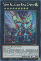 A Super Rare "Galaxy-Eyes Cipher Blade Dragon" card from the Yugioh Set: Extreme Force (EXFO).
