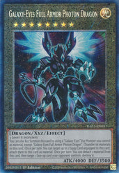 A Prismatic Collector's Rare "Galaxy-Eyes Full Armor Photon Dragon" card from the Yugioh Set: Rarity Collection 1 (RA01).