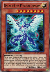 An Ultra Rare "Galaxy-Eyes Photon Dragon" card from the Yugioh Set: Photon Shockwave.