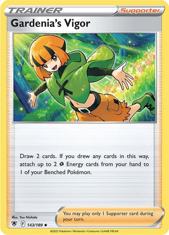An Uncommon "Gardenia's Vigor" card from the Pokemon Set: Astral Radiance.