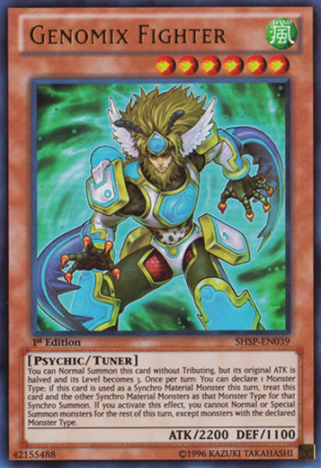 An Ultra Rare "Genomix Fighter" card from the Yugioh Set: Shadow Specters (SHSP).