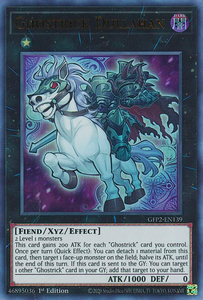 An Ultra Rare "Ghostrick Dullahan" card from the Yugioh Set: Ghosts From the Past: The 2nd Haunting (GFP2).