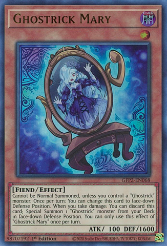  An Ultra Rare "Ghostrick Mary" card from the Yugioh Set: Ghosts From the Past: The 2nd Haunting (GFP2).