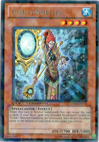 A Duel Terminal Rare "Gishki Noellia" card from the Yugioh Set: Duel Terminal 6 (DT06).