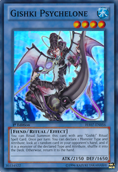 A Super Rare "Gishki Psychelone" card from the Yugioh Set: Hidden Arsenal 7: Knight of Stars (HA07).