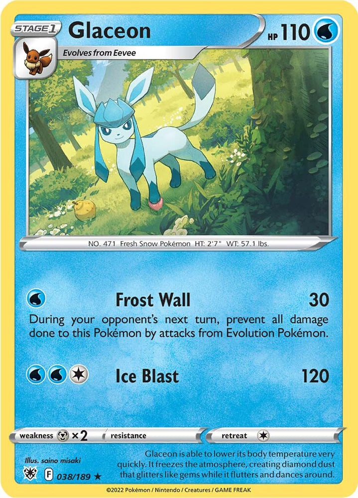An Rare "Glaceon" card from the Pokemon Set: Astral Radiance.