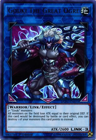 An Ultra Rare "Gouki the Great Ogre" card from the Yugioh Set: Duel Power (DUPO).