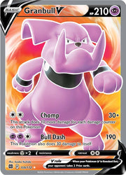 An Ultra Rare "Granbull V" (159/172) card from the Pokemon Set: Brilliant Stars.