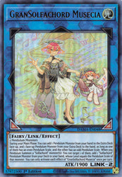 An Ultra Rare "Gransolfachord Musecia" card from the Yugioh Set: Dawn of Majesty.