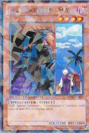 A Duel Terminal Rare "Gravekeeper's Spy" card from the Yugioh Set: Duel Terminal 6 (DT06).