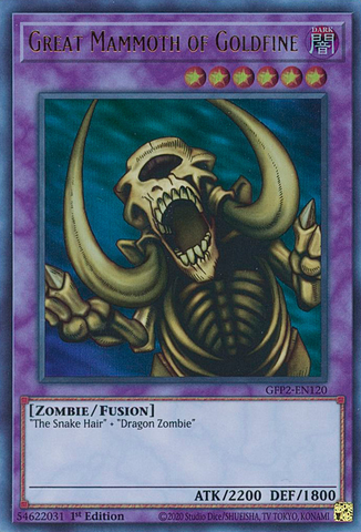  An Ultra Rare "Great Mammoth of Goldfine" card from the Yugioh Set: Ghosts From the Past: The 2nd Haunting (GFP2).
