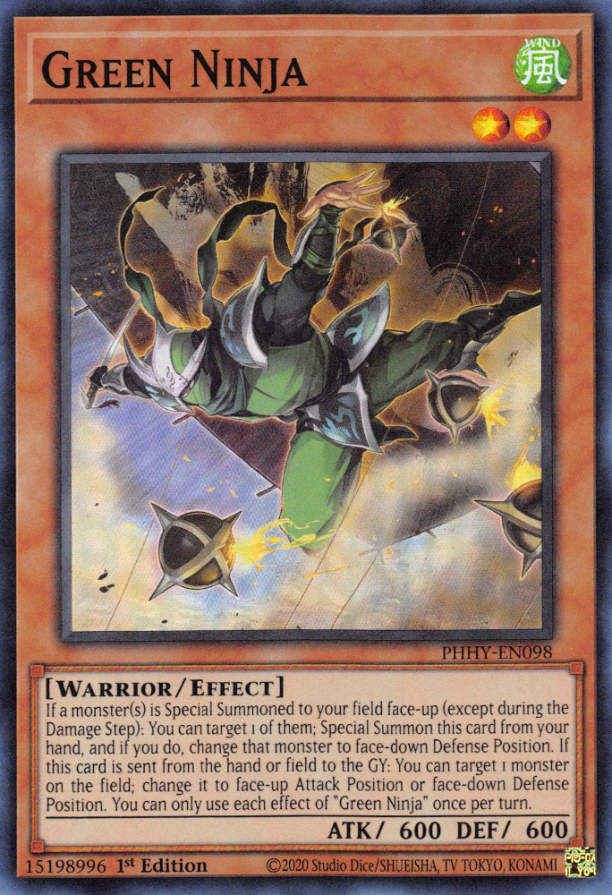 A Super Rare "Green Ninja" card from the Yugioh Set: Photon Hypernova.