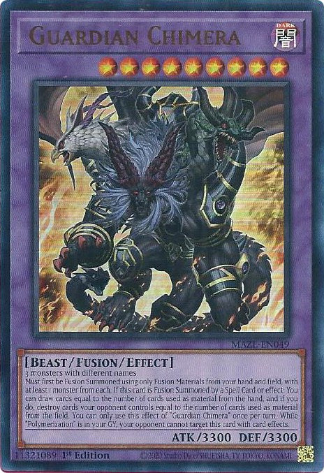 An Ultra Rare "Guardian Chimera" from the Yugioh Set: Maze of Memories (MAZE).
