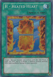A Secret Rare "H - Heated Heart" card from the Yugioh Set: Ra-Yellow Mega Pack (RYMP).